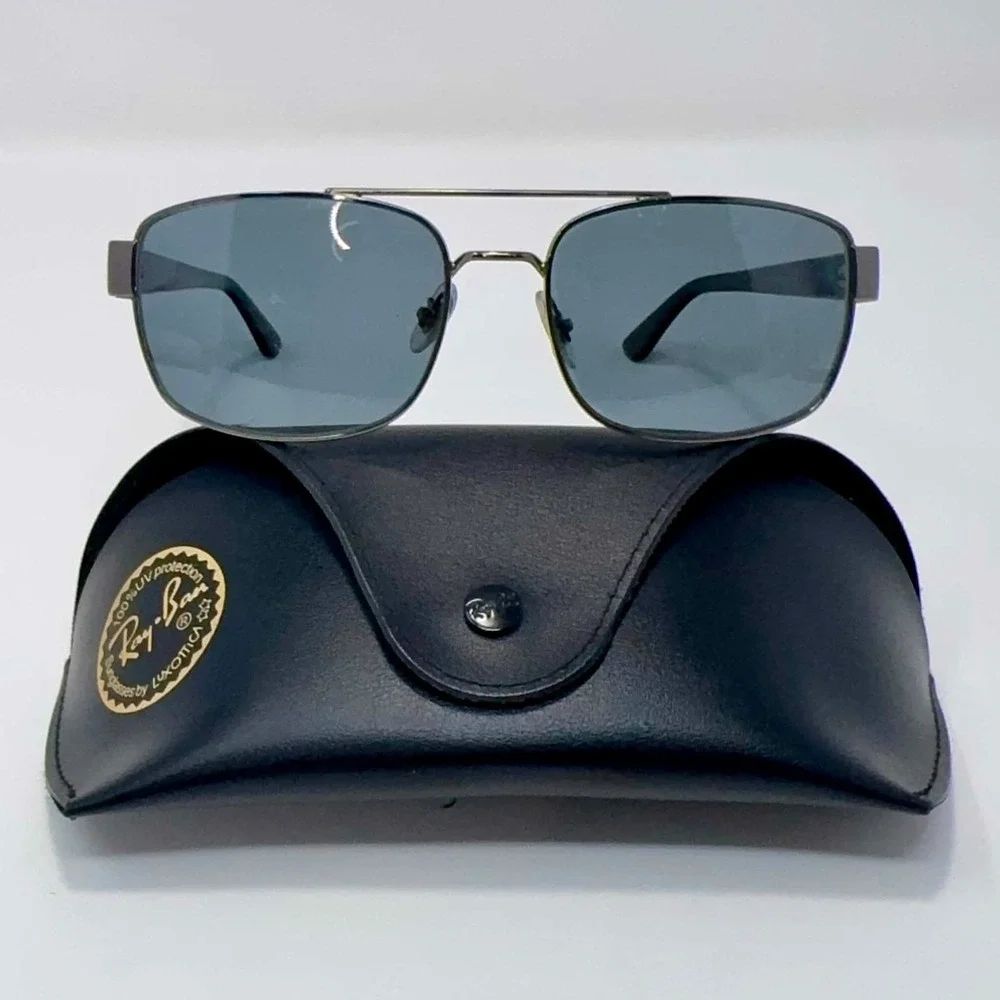 Ray-Ban RB3687 004/58 Polarized Sunglasses 58mm Gunmetal Blue Lens W/Case Italy